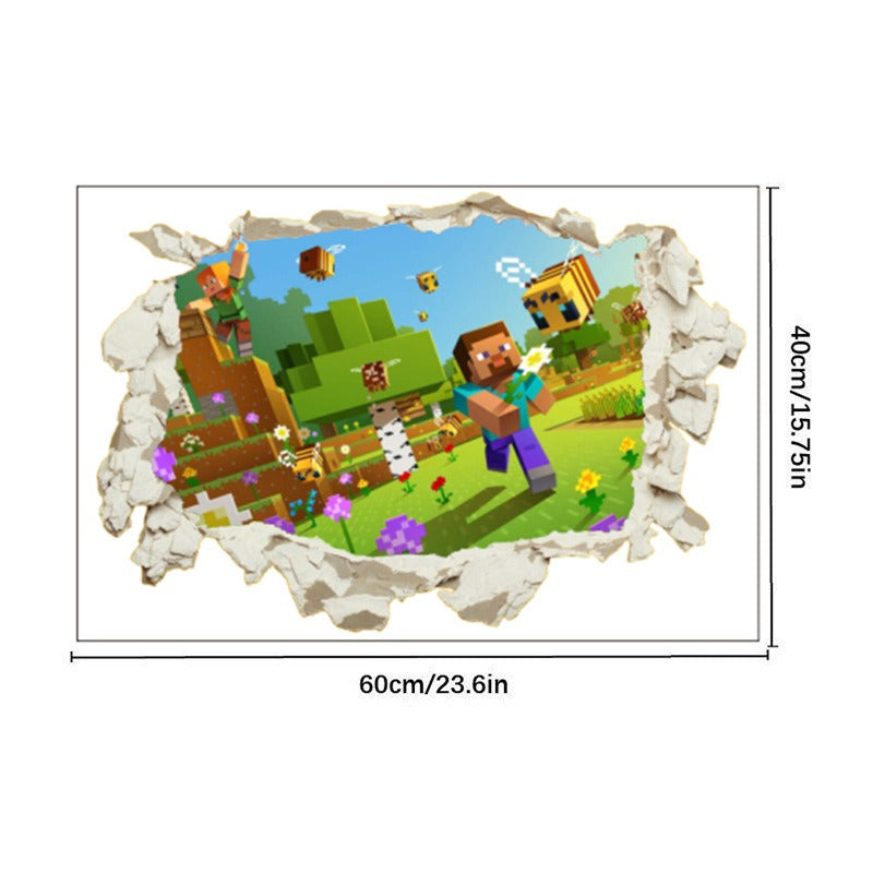Minecraft Run Away Wall Stickers – Removable PVC Graffiti Decor