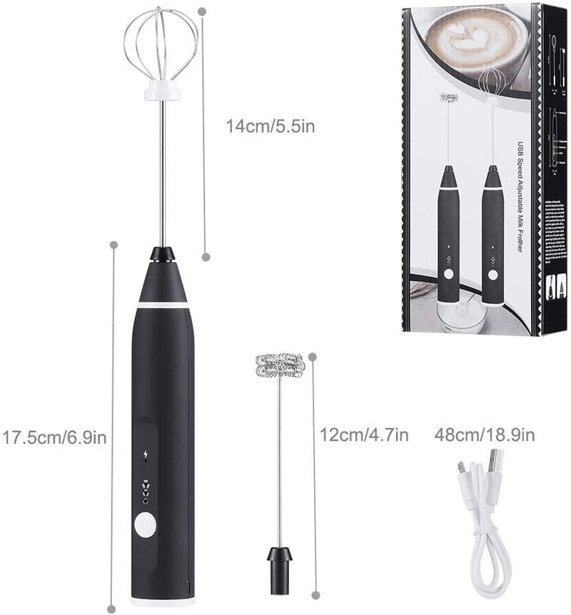 3-Piece Electric Milk Frother & Whisk Set – Versatile Mixer for Perfect Foam