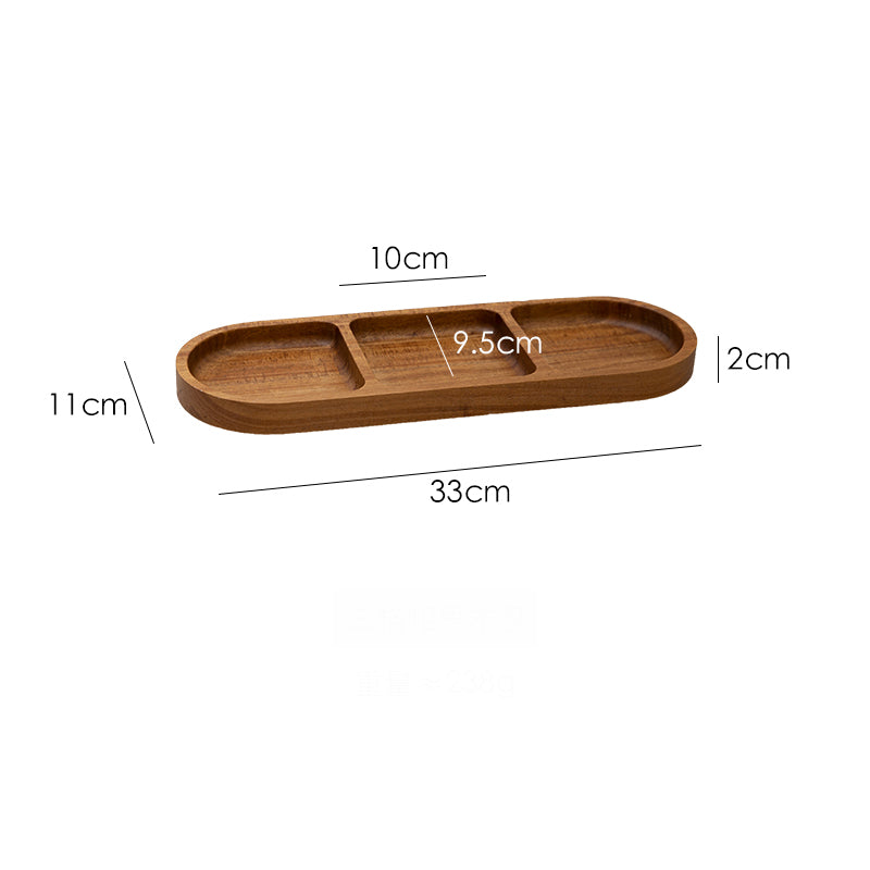 Handcrafted Acacia Wood Oval Divided Plate