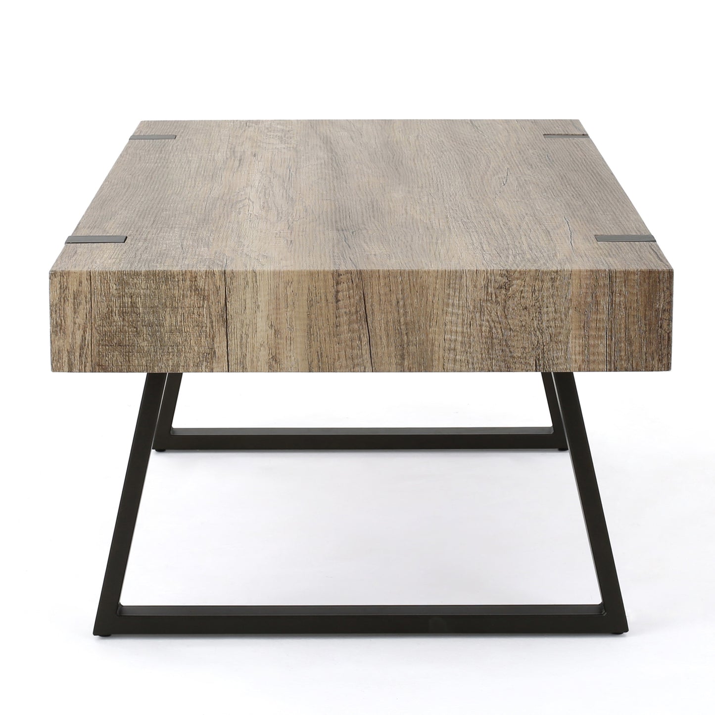 Modern Industrial Coffee Table – Grey MDF Wood with Sleek Metal Legs
