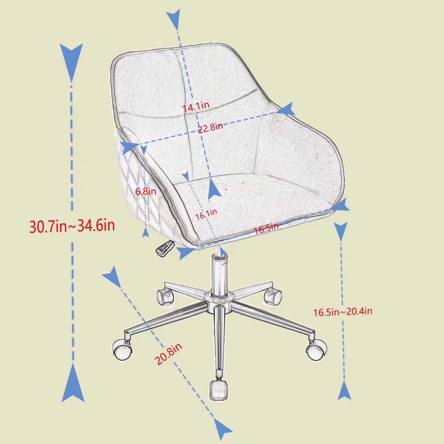 Modern Velvet Office Desk Chair with Wheels – Stylish & Comfortable Home Vanity Chair