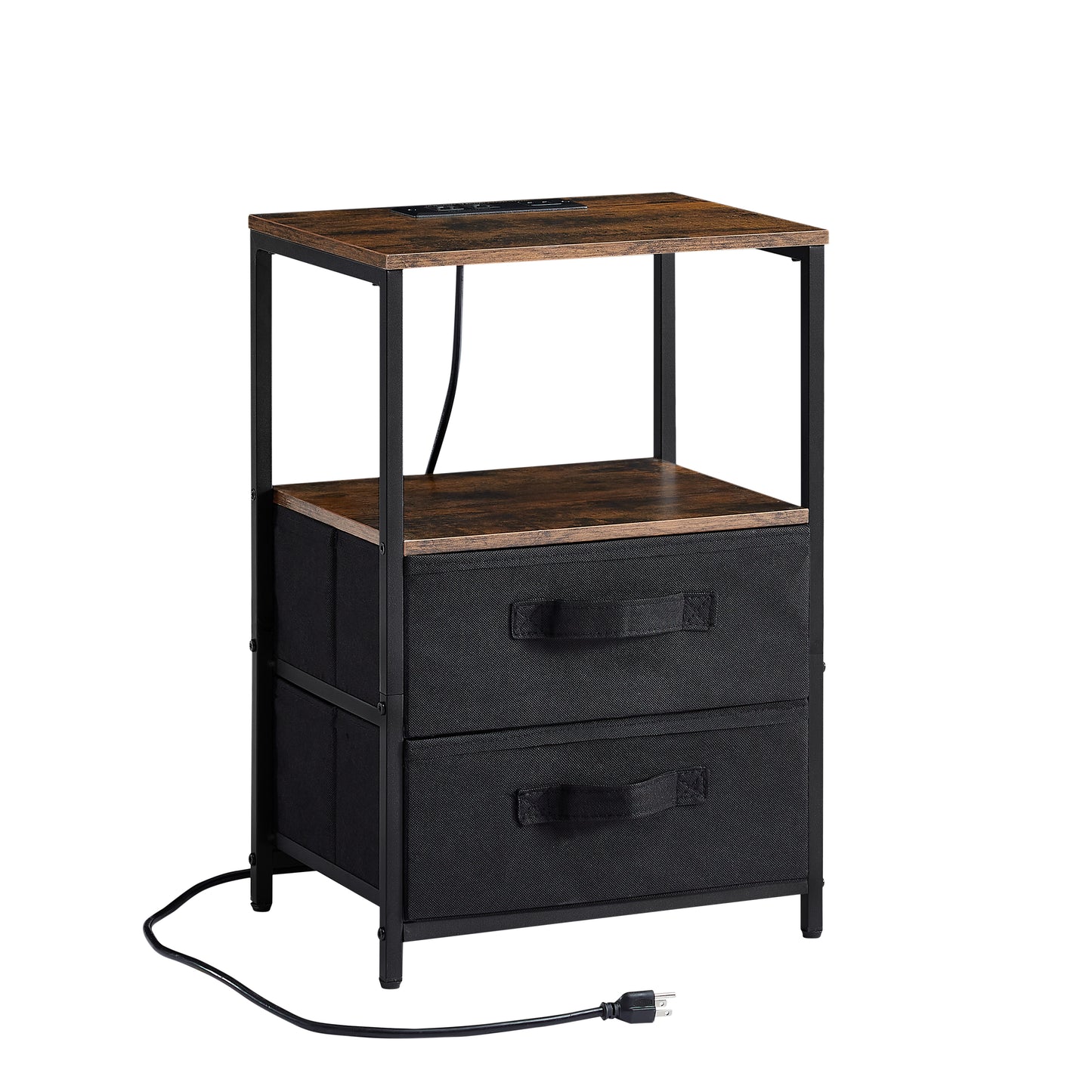 Table with Charging Station – Nightstand with USB Ports, Outlet & Storage Drawerss