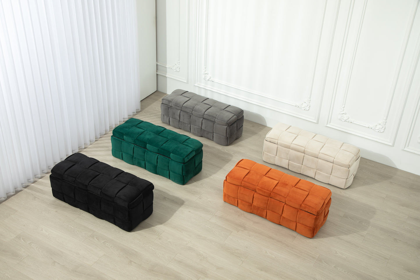 COOLMORE Velvet Storage Ottoman Bench