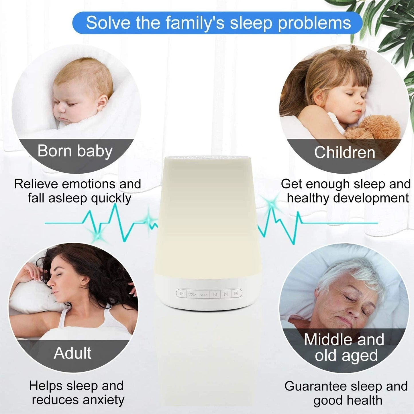 Smart Sleep Aid Night Light – White Noise Machine with Alexa & Touch Control