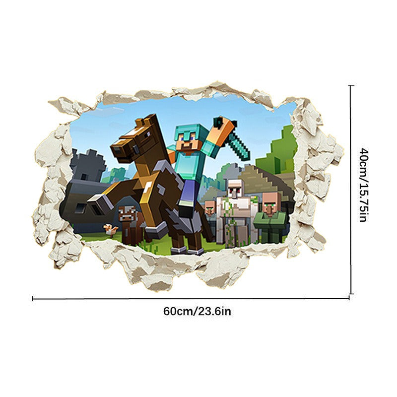 Minecraft Run Away Wall Stickers – Removable PVC Graffiti Decor