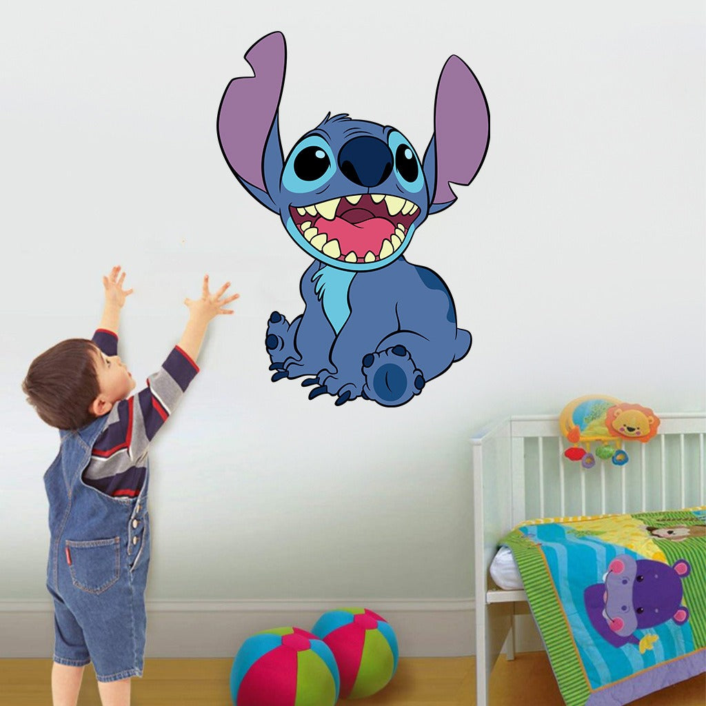3D Broken Wall Stitch Wallpaper – Self-Adhesive Cartoon Anime Wall Sticker