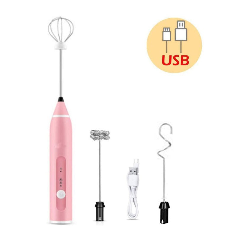 3-Piece Electric Milk Frother & Whisk Set – Versatile Mixer for Perfect Foam