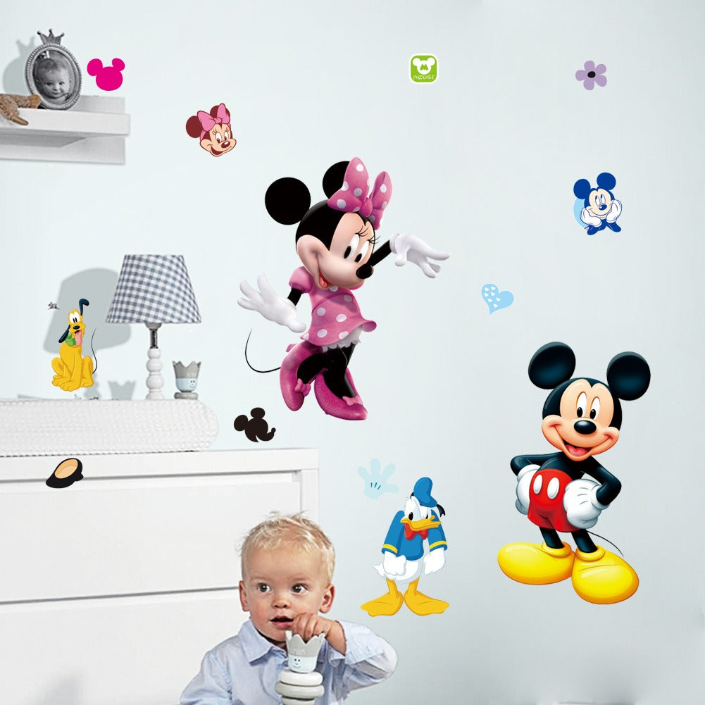 Mickey & Minnie Wall Sticker – Waterproof Cartoon Decor for Kids' Rooms