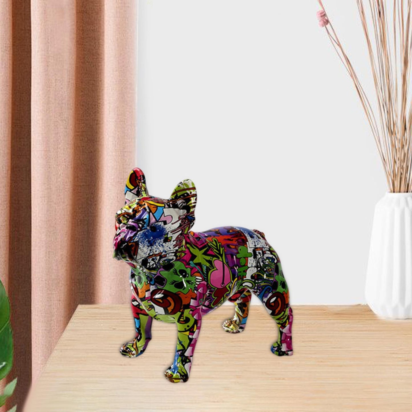 Colorful Bulldog Resin Statue