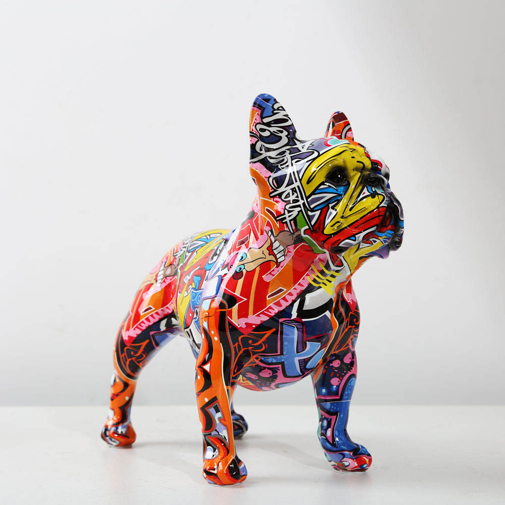 Colorful Bulldog Resin Statue