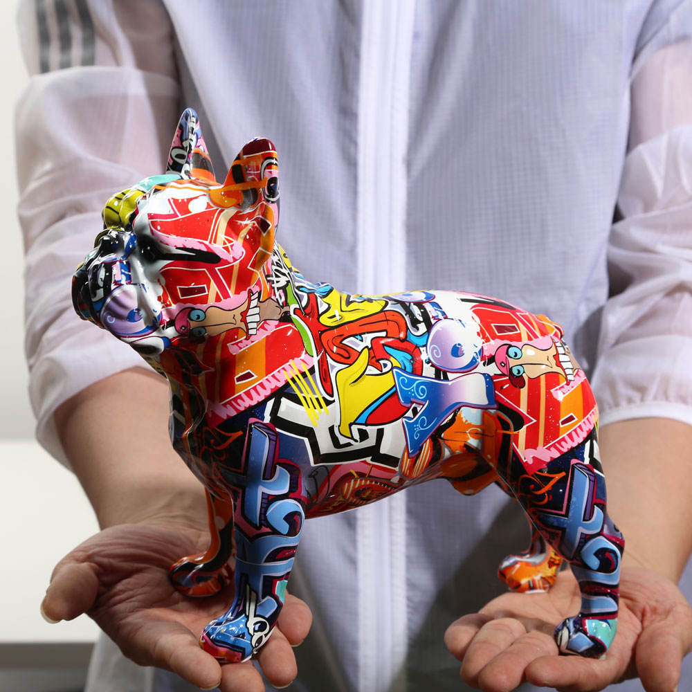 Colorful Bulldog Resin Statue