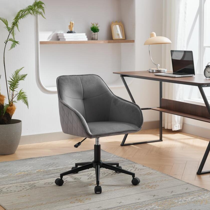 Modern Velvet Office Desk Chair with Wheels – Stylish & Comfortable Home Vanity Chair