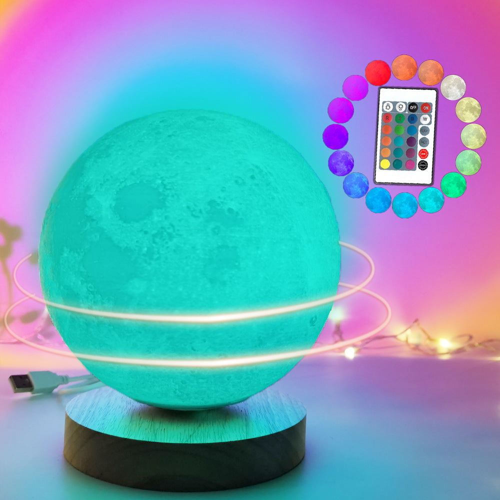 Rotating 3D Moon Lamp – Smart Voice Control & Color-Changing LED Light