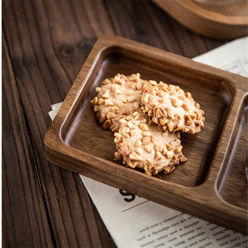 Handcrafted Acacia Wood Oval Divided Plate