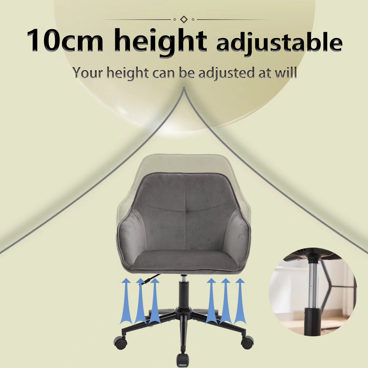 Modern Velvet Office Desk Chair with Wheels – Stylish & Comfortable Home Vanity Chair