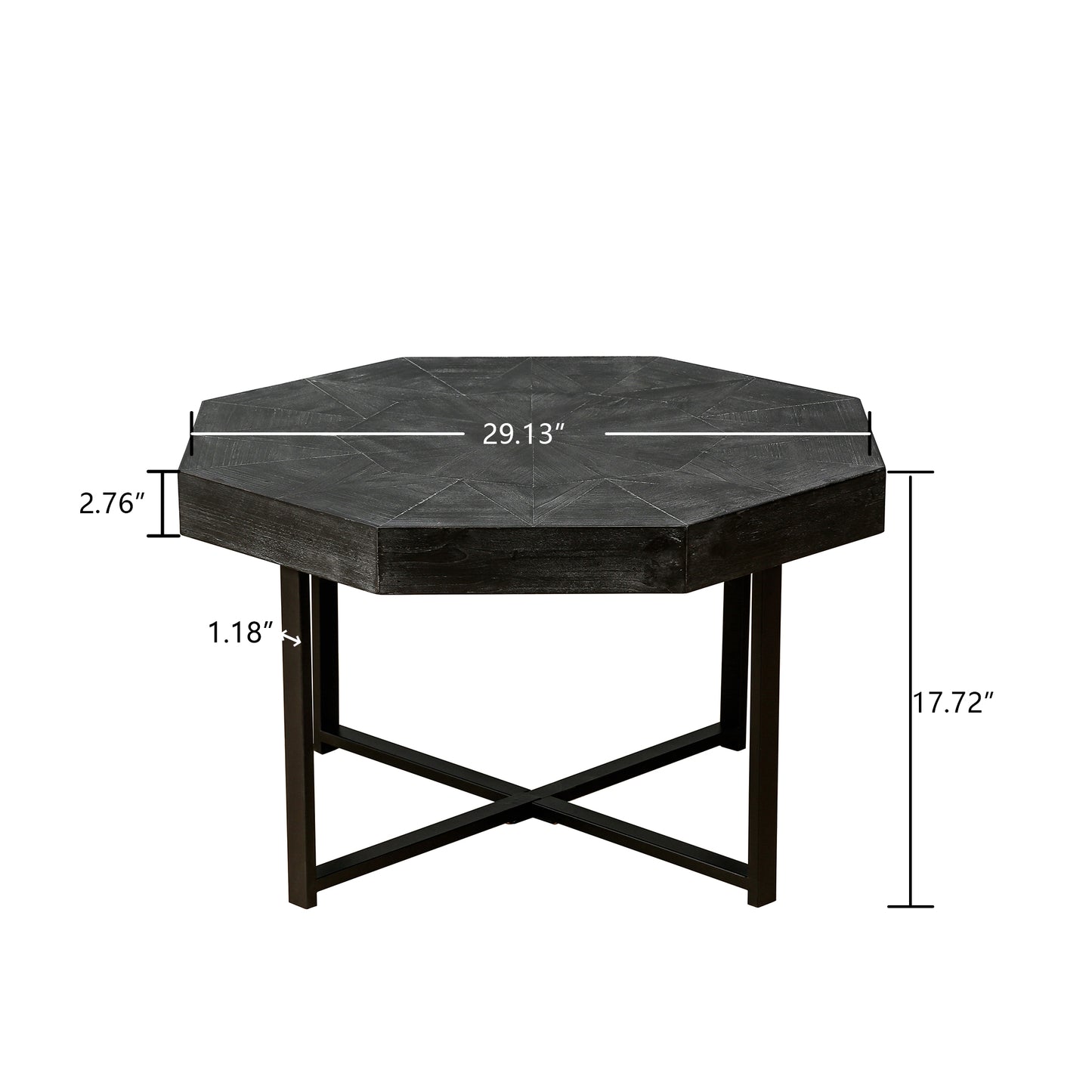 Wooden Octagonal Retro Patchwork Coffee Table