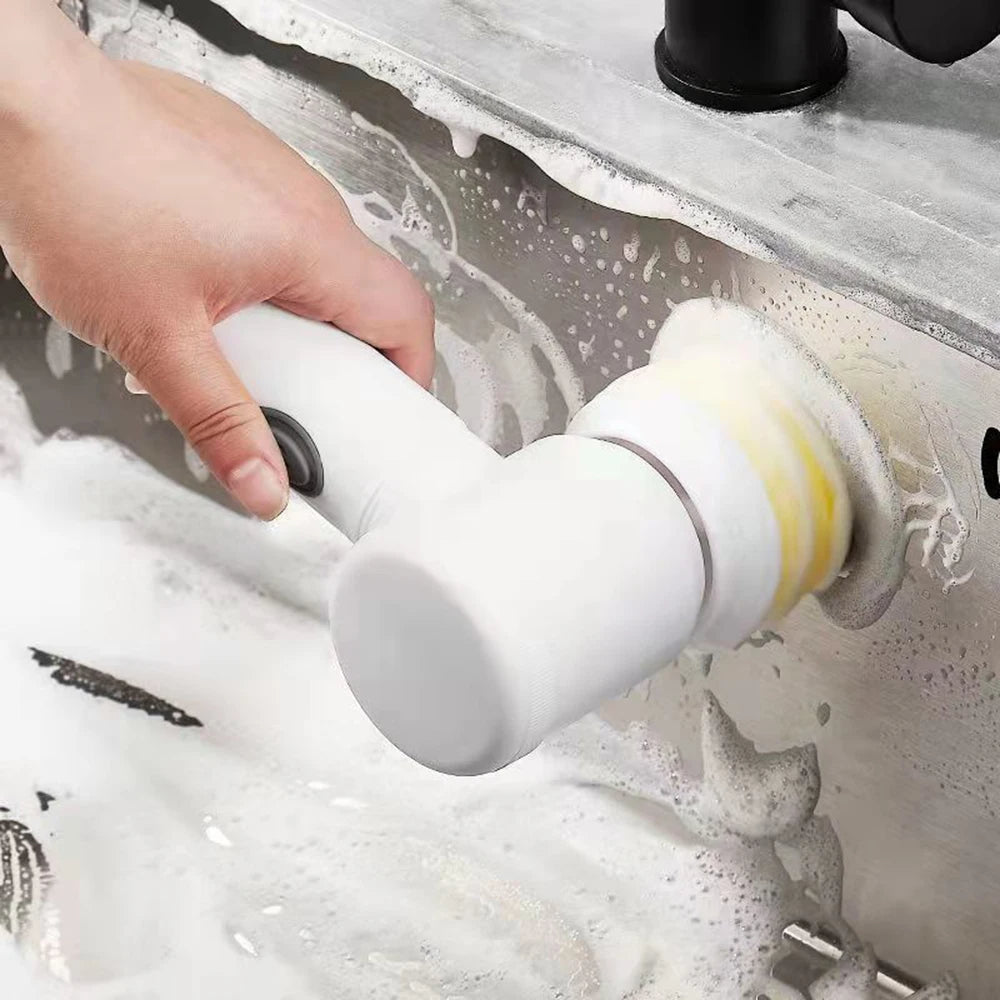 5-in-1 Electric Cleaning Brush – Cordless, Rechargeable & Multifunctional Scrubber