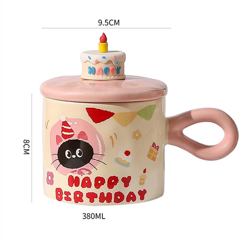 Adorable Cartoon Cat Mug with Lid – Cute Ceramic Coffee Cup for Gifts & Office Use