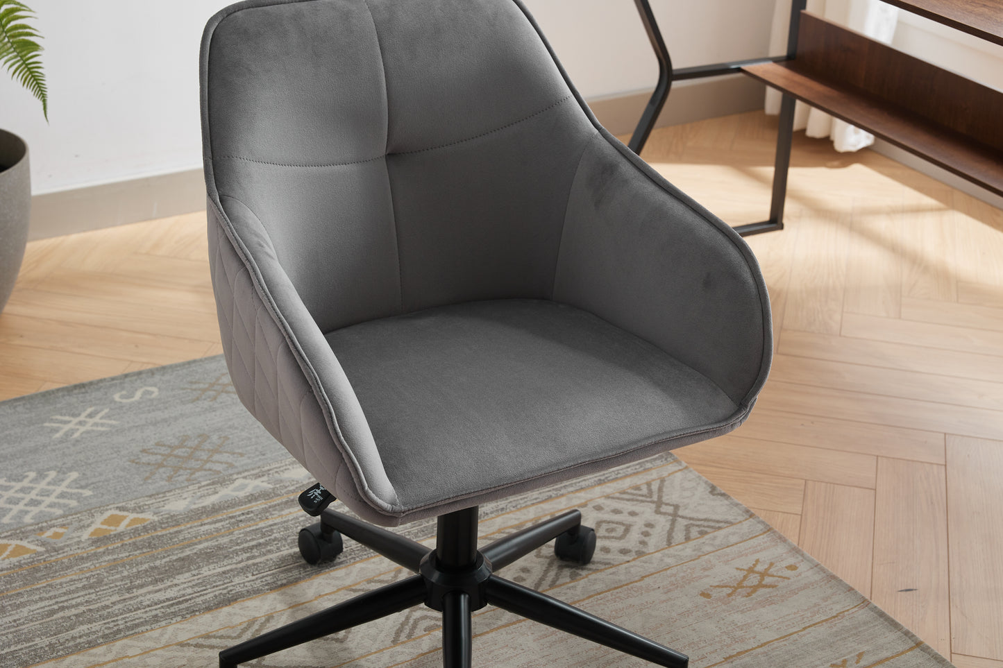 Modern Velvet Office Desk Chair with Wheels – Stylish & Comfortable Home Vanity Chair
