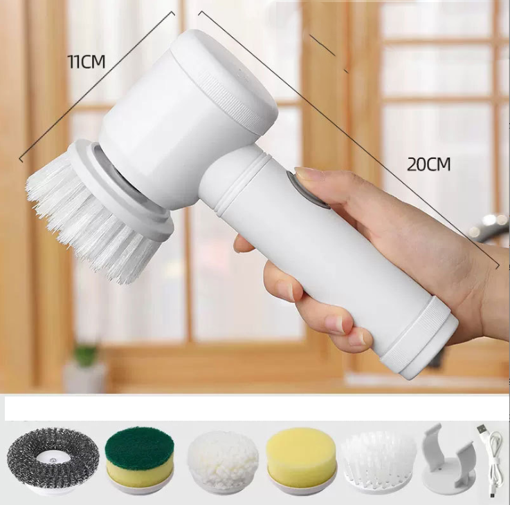 5-in-1 Electric Cleaning Brush – Cordless, Rechargeable & Multifunctional Scrubber