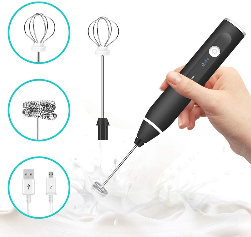 3-Piece Electric Milk Frother & Whisk Set – Versatile Mixer for Perfect Foam