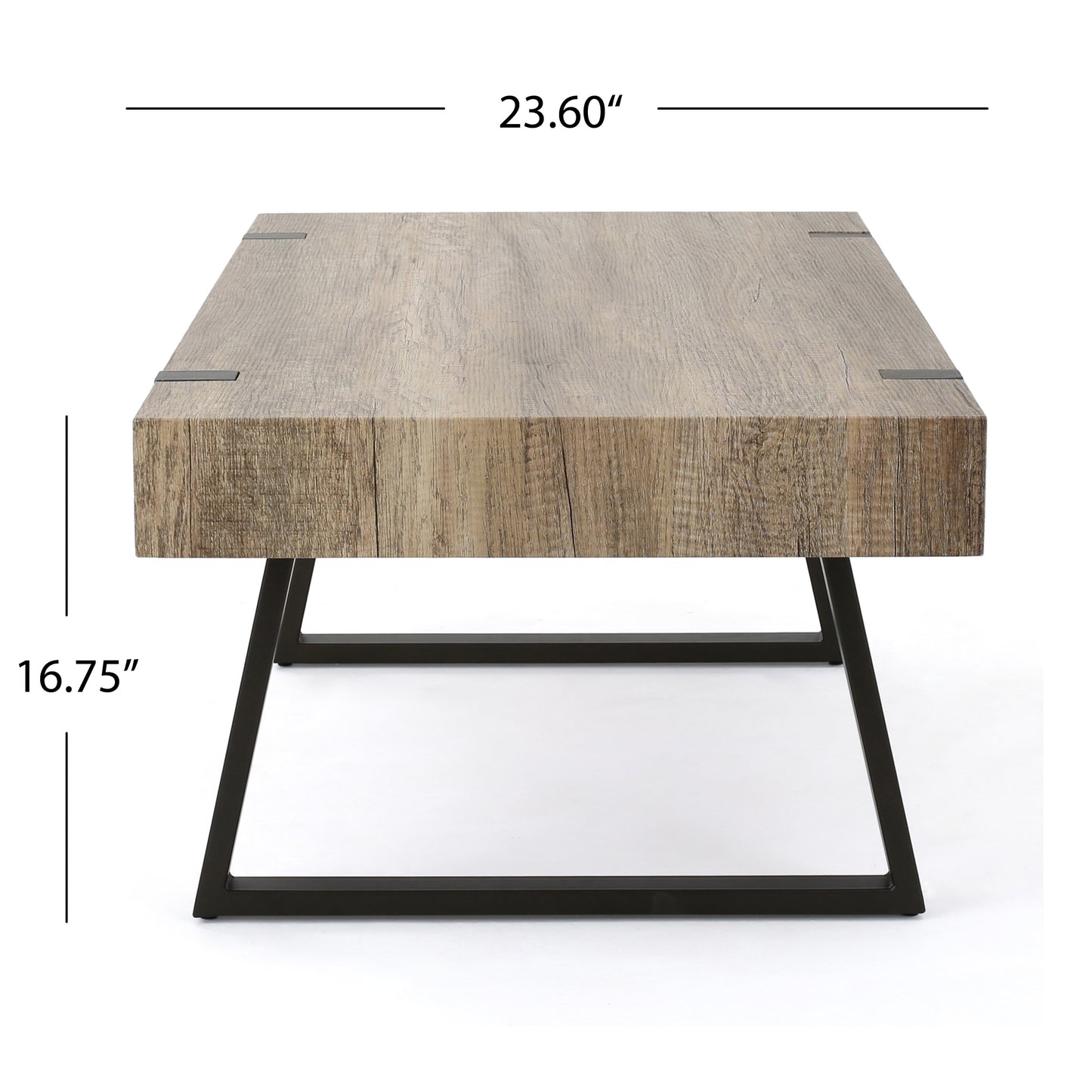 Modern Industrial Coffee Table – Grey MDF Wood with Sleek Metal Legs