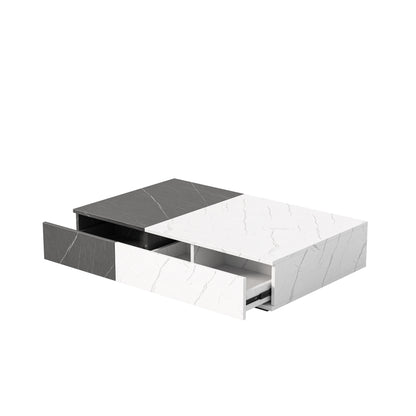 Modern Black & White Coffee Table – Rectangular with 2 Storage Spaces