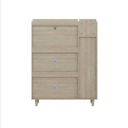 Natural Bohemian Rattan Shoe Cabinet – 3 Flip Drawers, Shelves & Storage Drawer