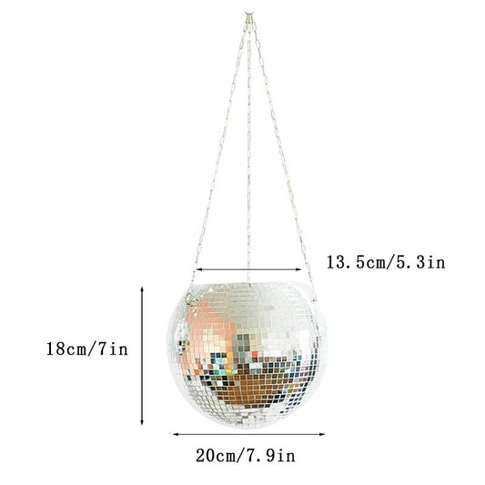 Disco Ball Hanging Planter – Mirrored Hanging Flower Pot