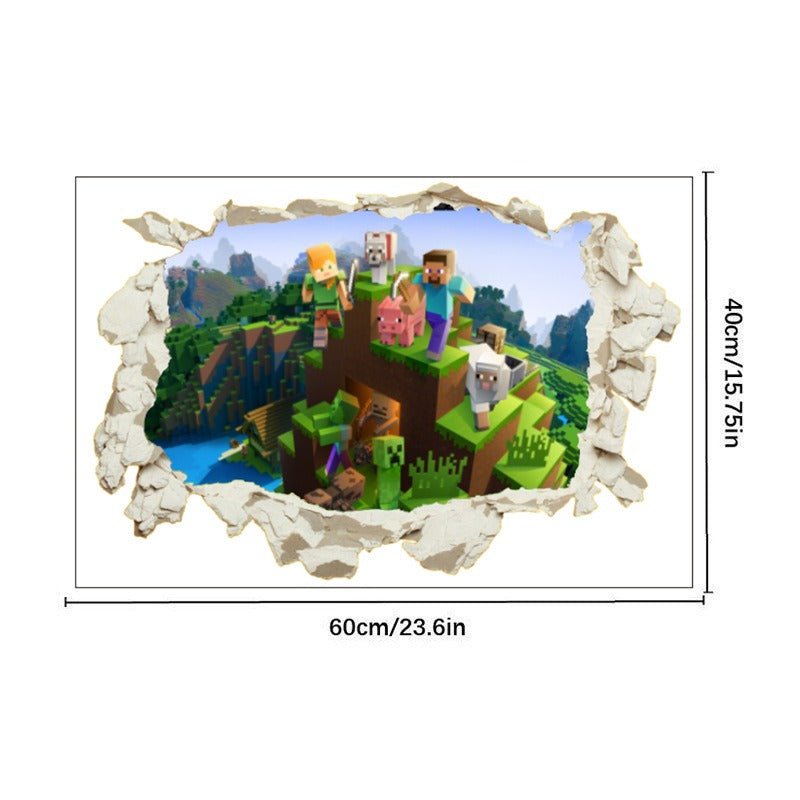 Minecraft Run Away Wall Stickers – Removable PVC Graffiti Decor