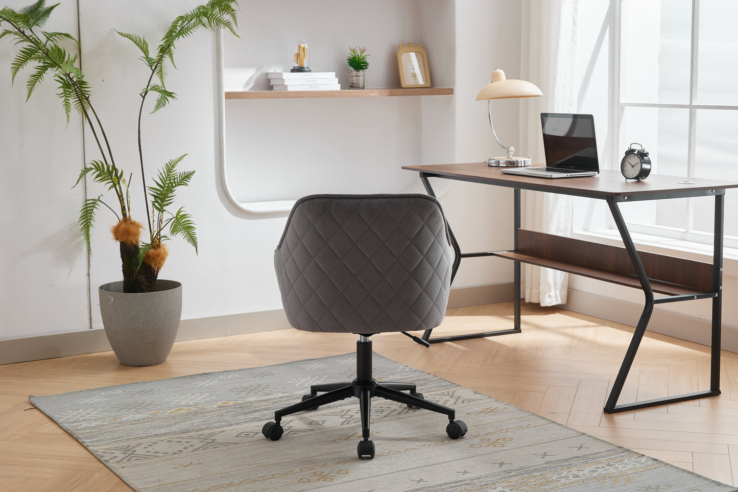 Modern Velvet Office Desk Chair with Wheels – Stylish & Comfortable Home Vanity Chair