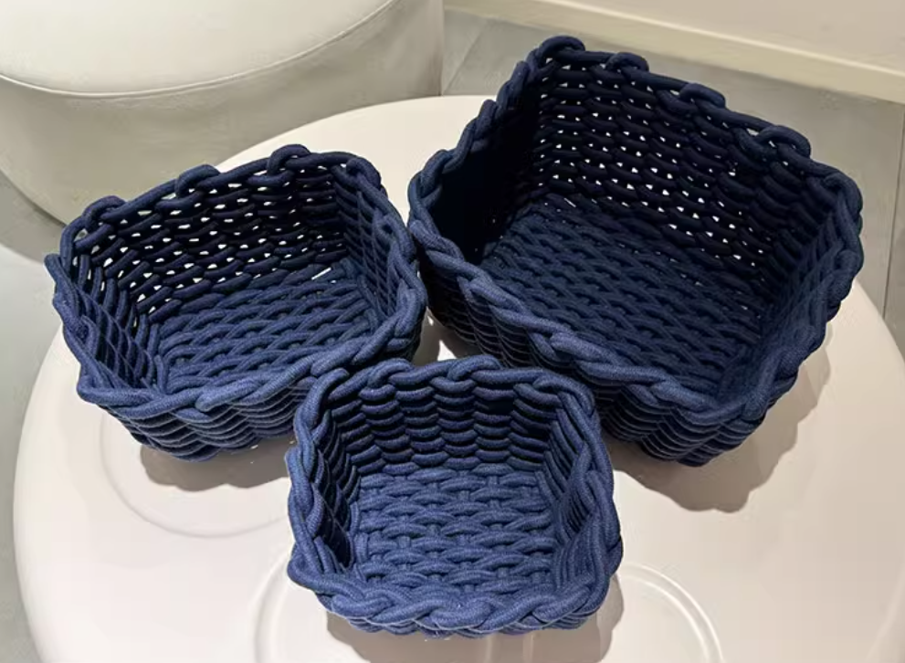 Handwoven Cotton Rope Storage Baskets – 3-Piece Set for Home Organization