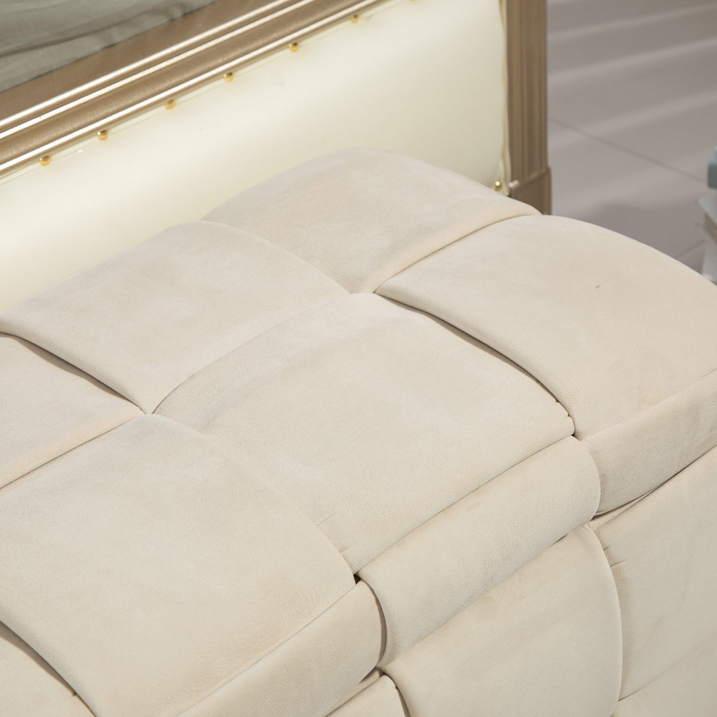 COOLMORE Velvet Storage Ottoman Bench