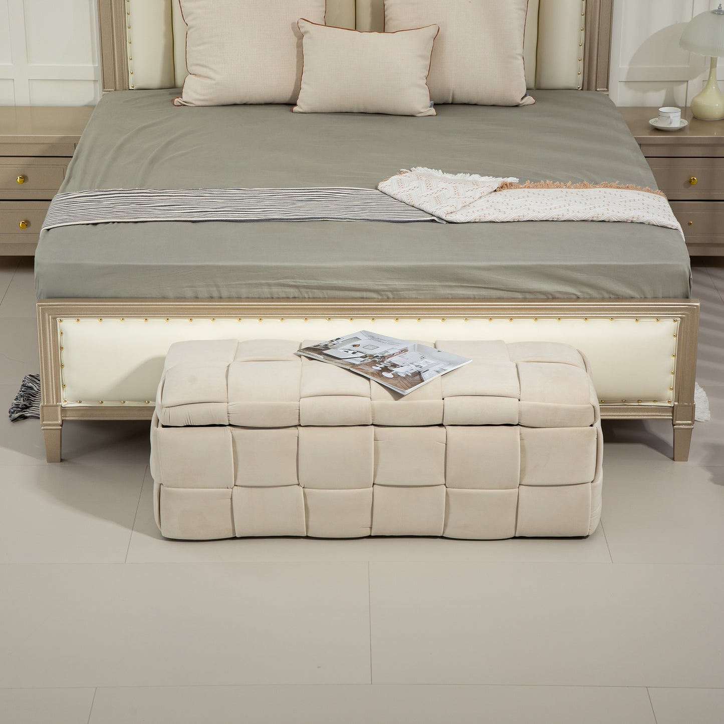 COOLMORE Velvet Storage Ottoman Bench
