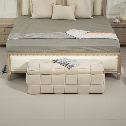 COOLMORE Velvet Storage Ottoman Bench