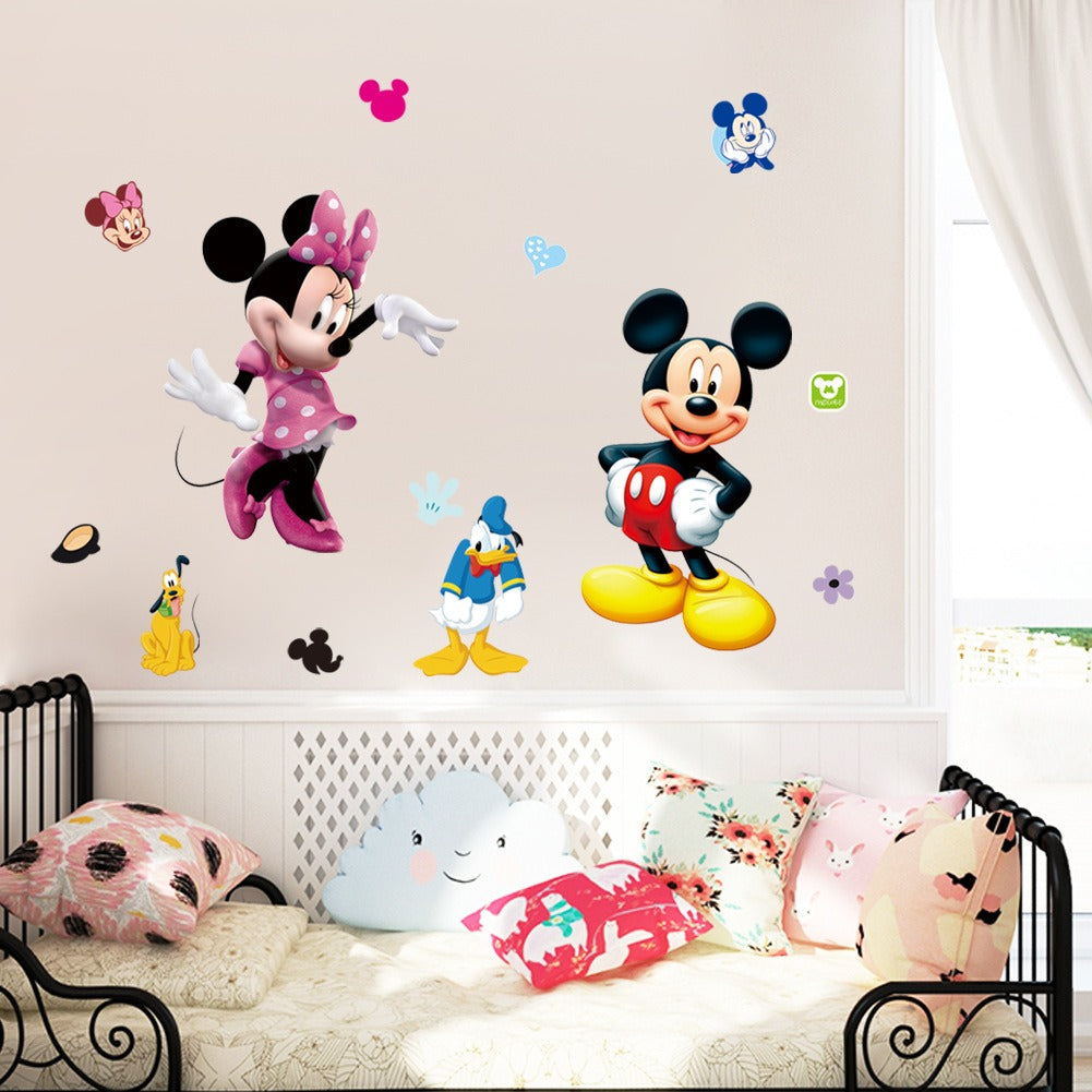 Mickey & Minnie Wall Sticker – Waterproof Cartoon Decor for Kids' Rooms
