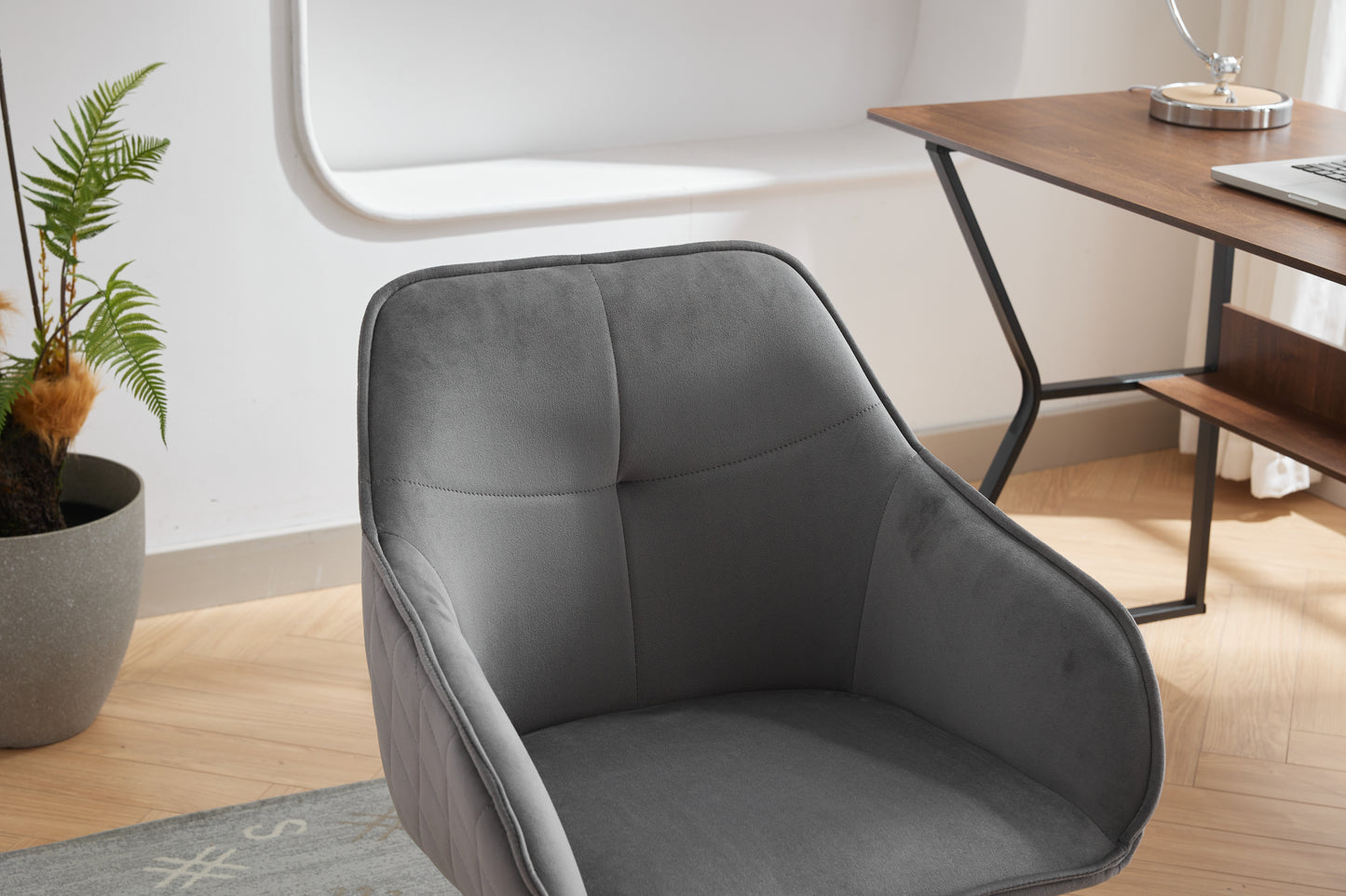 Modern Velvet Office Desk Chair with Wheels – Stylish & Comfortable Home Vanity Chair