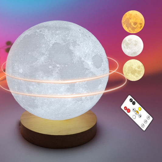 Rotating 3D Moon Lamp – Smart Voice Control & Color-Changing LED Light
