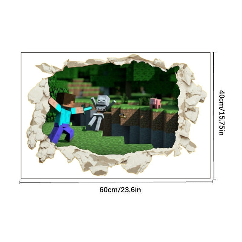 Minecraft Run Away Wall Stickers – Removable PVC Graffiti Decor