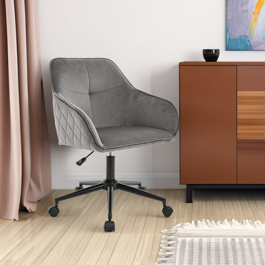Modern Velvet Office Desk Chair with Wheels – Stylish & Comfortable Home Vanity Chair
