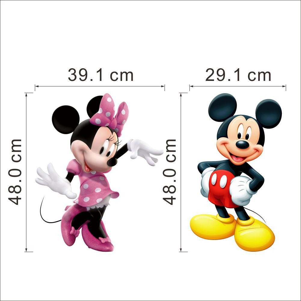 Mickey & Minnie Wall Sticker – Waterproof Cartoon Decor for Kids' Rooms