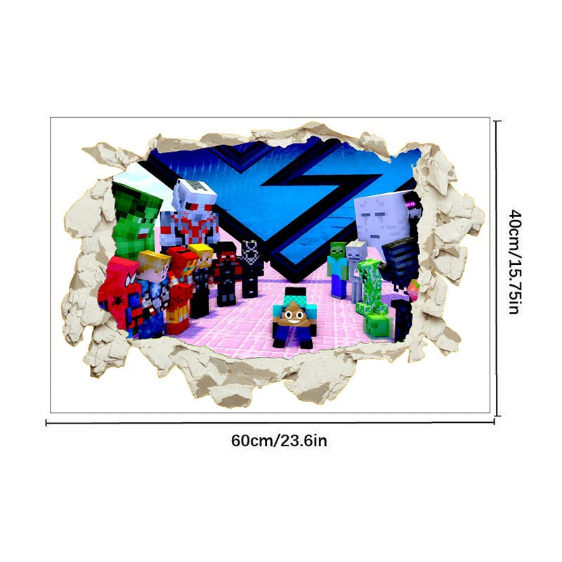 Minecraft Run Away Wall Stickers – Removable PVC Graffiti Decor