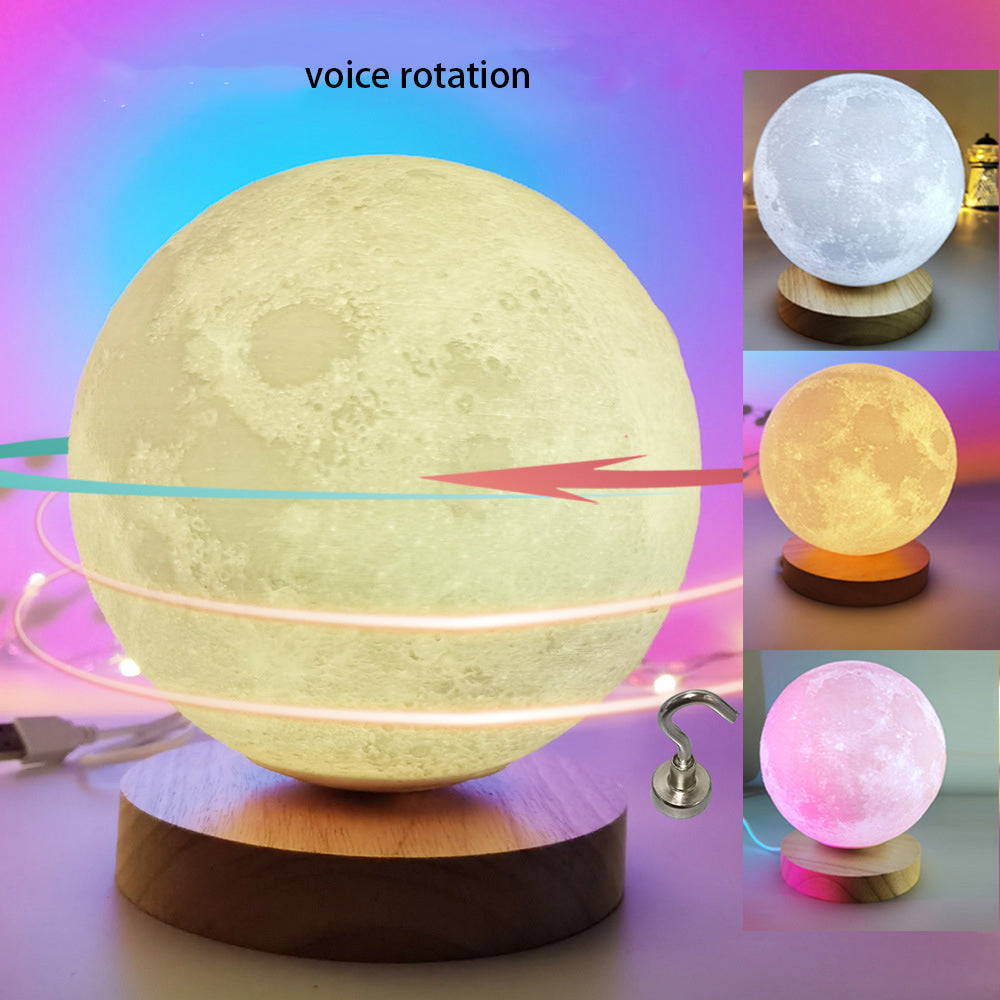 Rotating 3D Moon Lamp – Smart Voice Control & Color-Changing LED Light