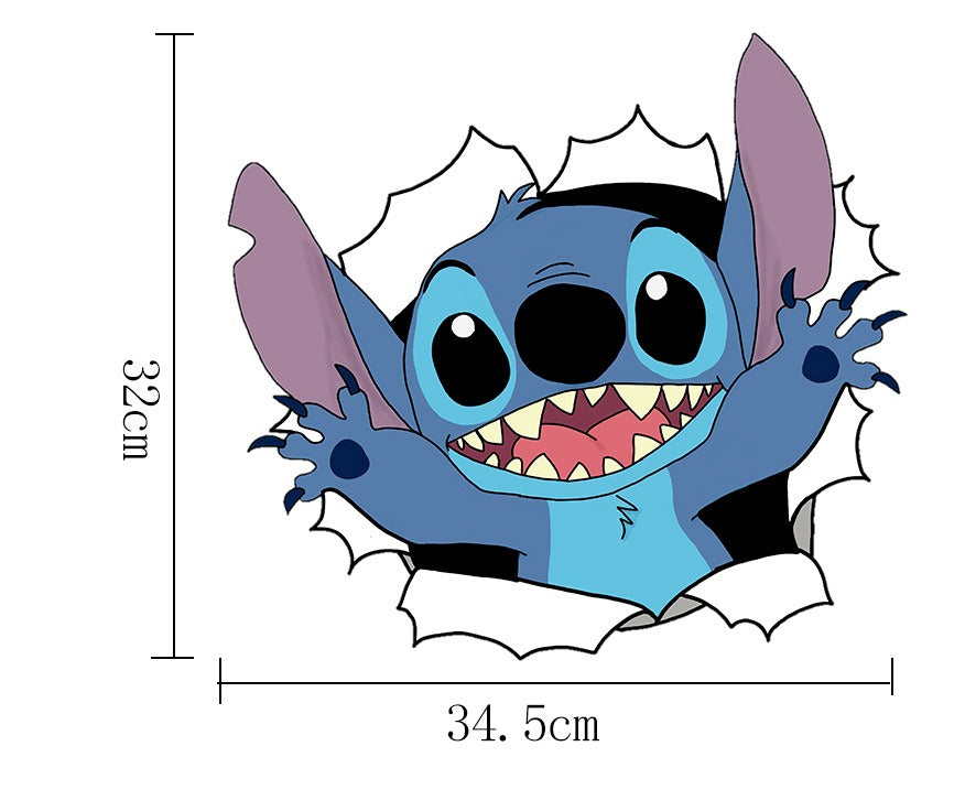 3D Broken Wall Stitch Wallpaper – Self-Adhesive Cartoon Anime Wall Sticker