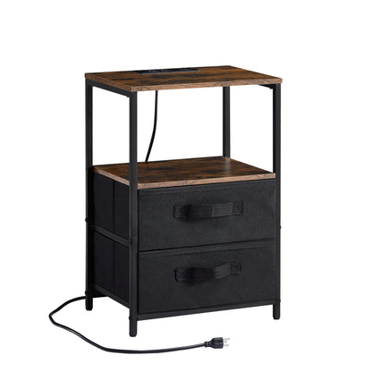 Table with Charging Station – Nightstand with USB Ports, Outlet & Storage Drawerss