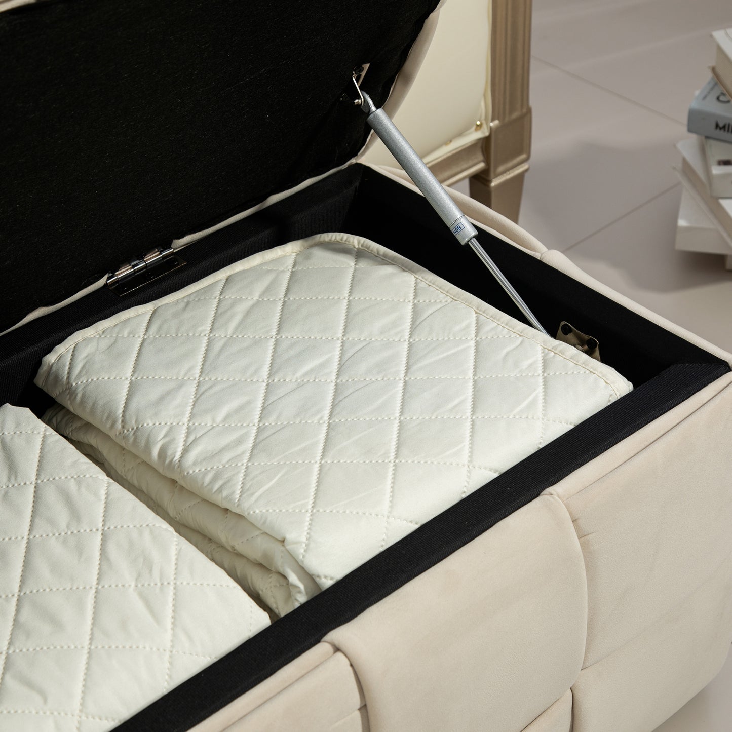 COOLMORE Velvet Storage Ottoman Bench