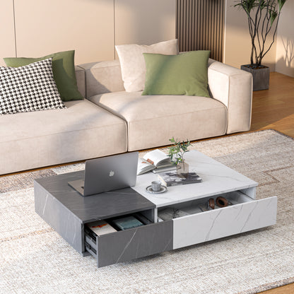 Modern Black & White Coffee Table – Rectangular with 2 Storage Spaces