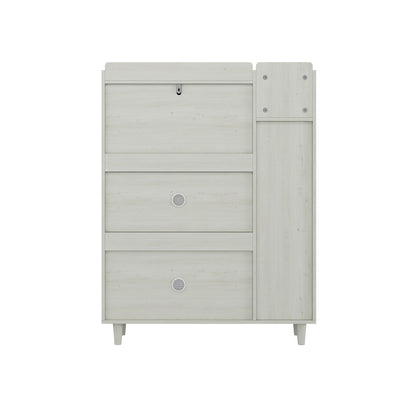 Natural Boho Rattan Shoe Cabinet – 3 Flip Drawers, Open Shelves & Storage Drawer