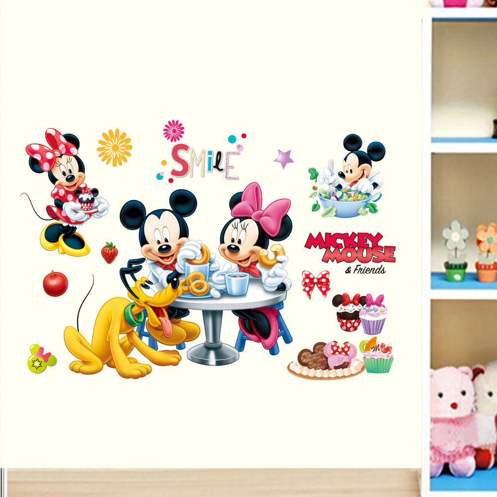 Mickey & Minnie Wall Sticker – Waterproof Cartoon Decor for Kids' Rooms