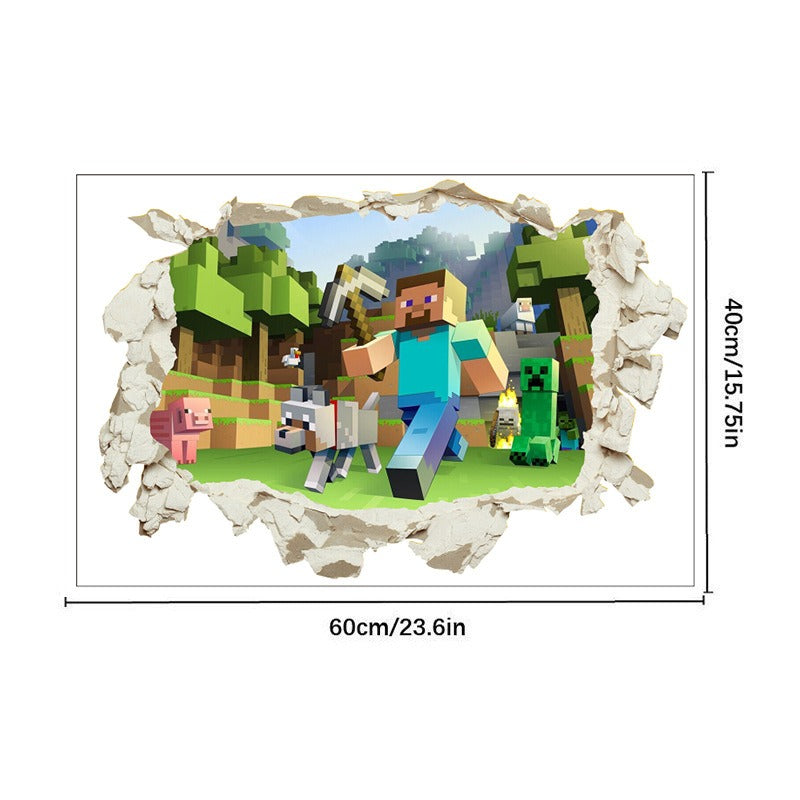 Minecraft Run Away Wall Stickers – Removable PVC Graffiti Decor
